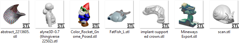 Papa’s Best STL Thumbnails displaying colored file previews in Windows Explorer